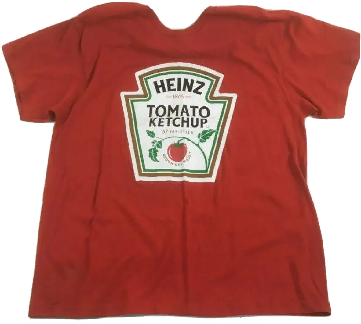 Heinz Tomato Ketchup shirt Red Crew Neck Short Sleeve Logo tee Streetwear XL