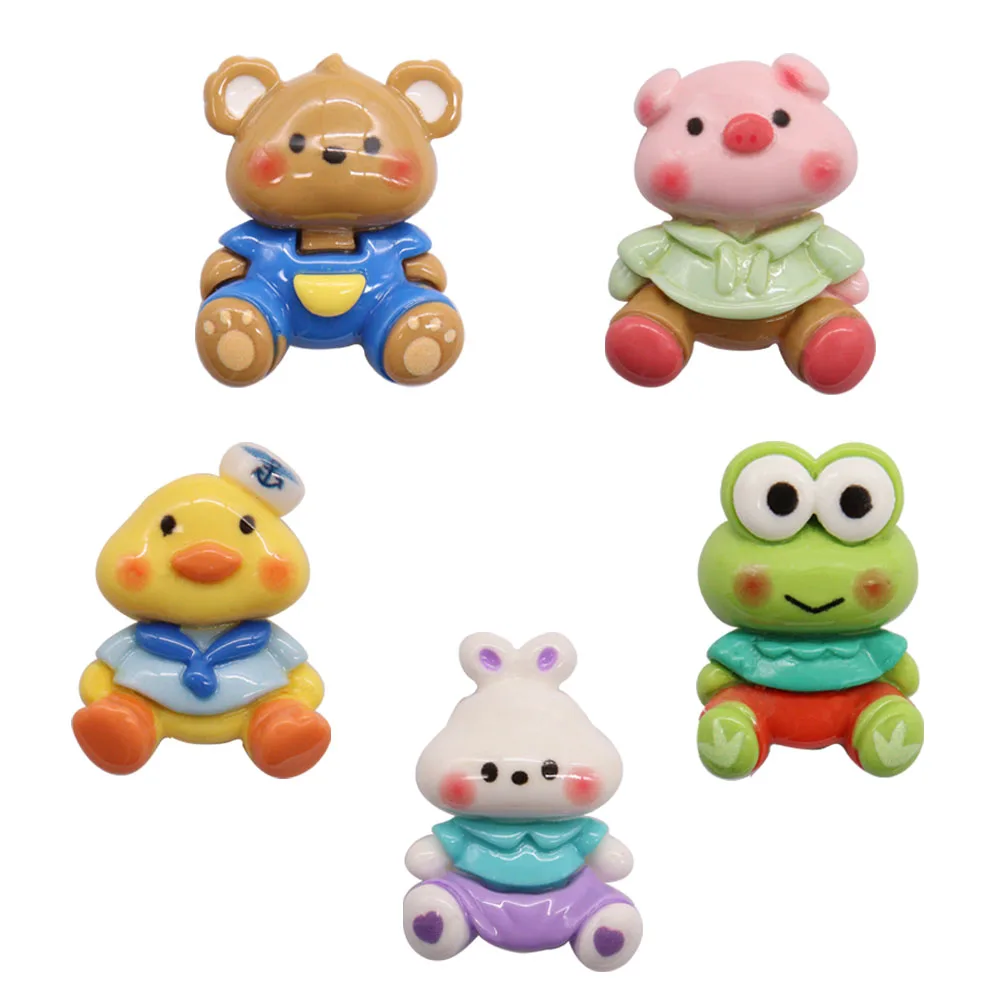 

5pcs Cartoon Miniso Sanrio Bear Pig Duck Rabbit Frog Resin Shoe Charms Buckle Clog Fit Wristbands Sandals Shoes Accessories