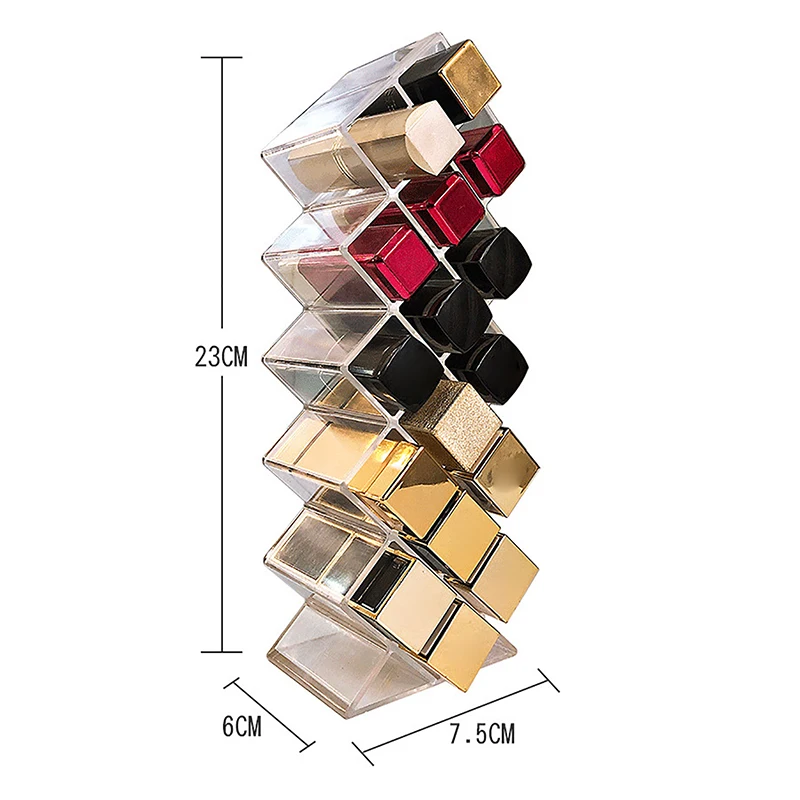 Acrylic Lipstick Holder Organizer 9/16 Slots Clear Lip Gloss Fish Shape Tower Case Display Stand Storage Box Makeup Cosmetic