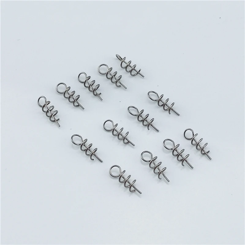 50pcs Fishing pins Spring Twist Lock Fishing Screw Centering Pin Fixed Latch Needle for Soft Lure Bait Worm