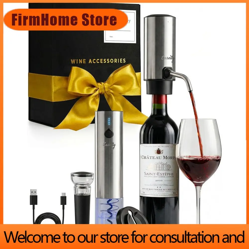 FirmHome StoreRechargeable All-in-One Wine Accessory Set: Automatic Opener, Oil Cutter, Vacuum Stopper, Aerator, Dispenser - Ide