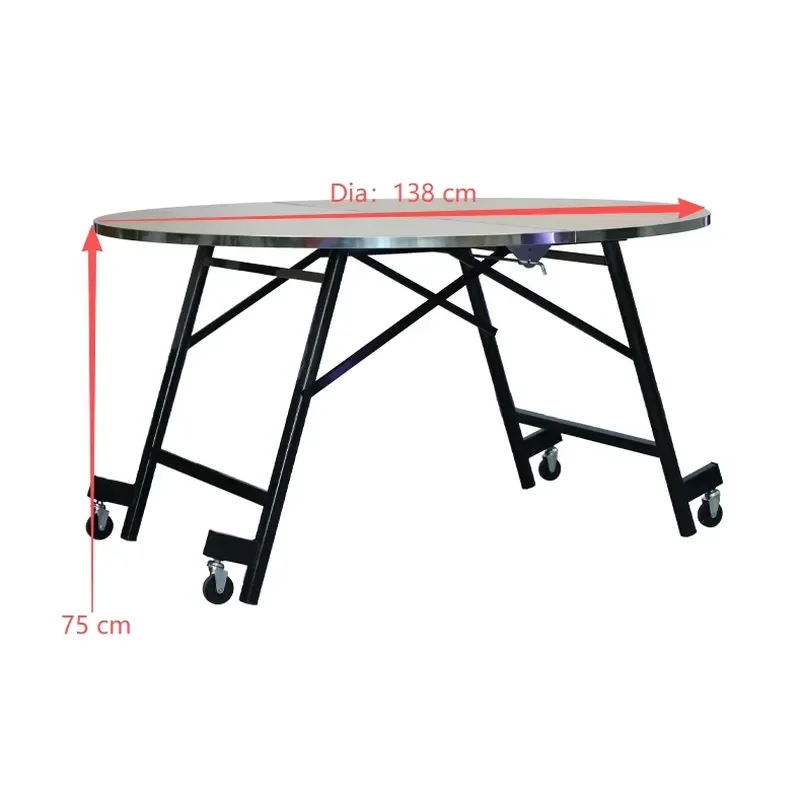 Folding Mobile School Canteen Dining Table with 4 Caster Wheel