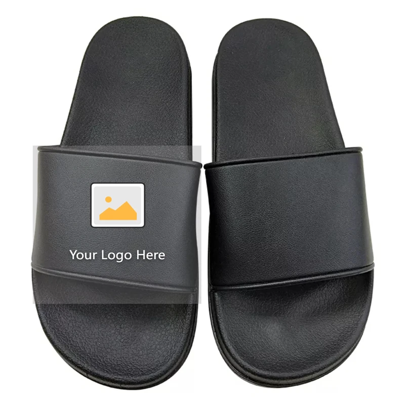 Custom logo slide sandal rubber slide slipper print customized hight black all color slide sandals