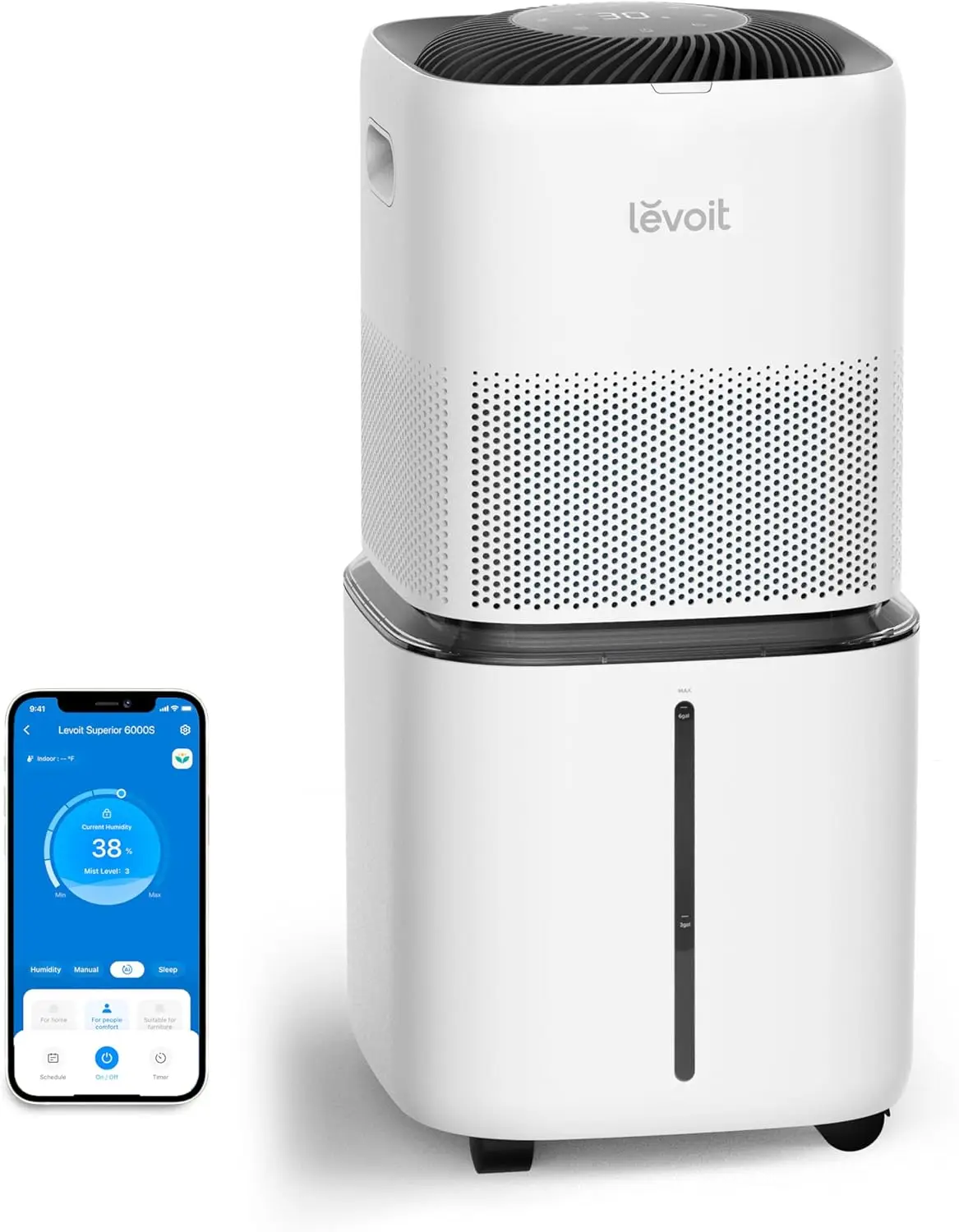 Superior 6000S Smart Evaporative Humidifiers for Home Whole House up to 3000ft², 6 Gal, Last 72-Hour, Premium Filter, Dry Mode