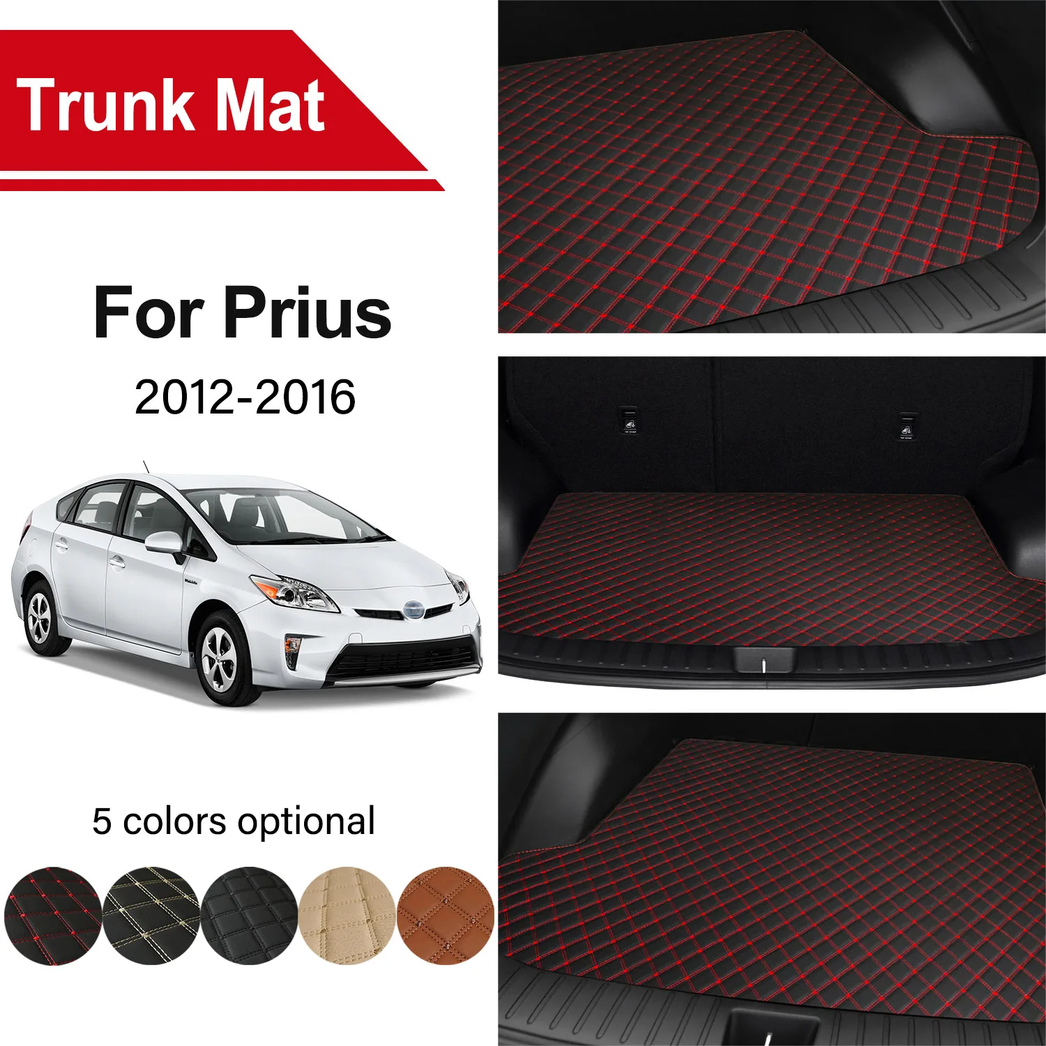 

Car Trunk Mat For Toyota Prius 2016-2012 Cargo Lining Replacement Carpet Embroidered Leather Waterproof Mat Car Accessories