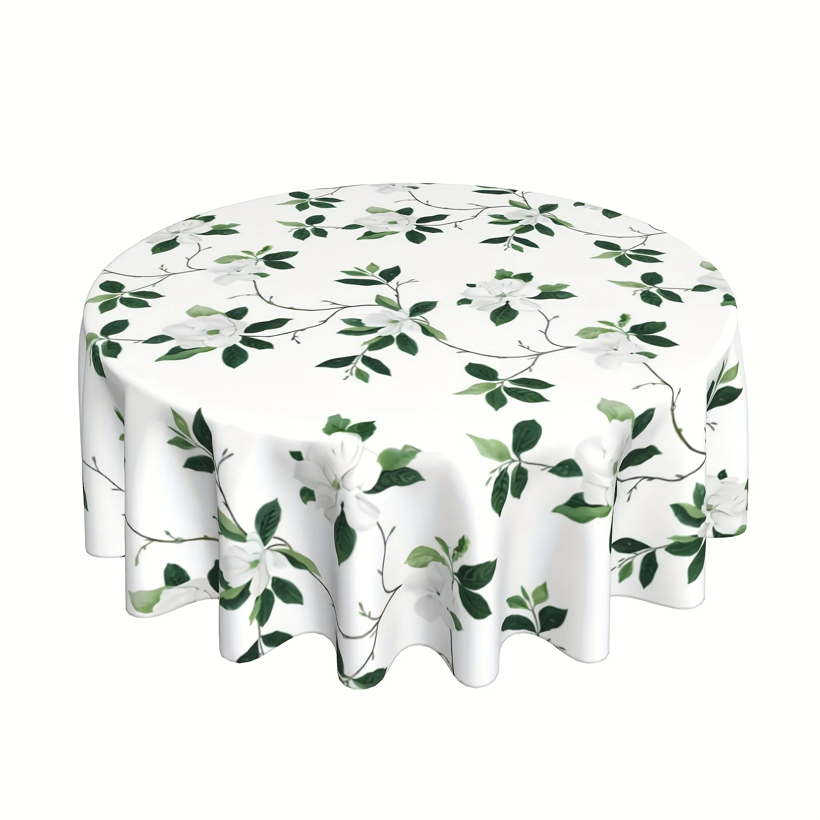 1 piece, spring sage leaf tablecloth, round green watercolor painted floral design polyester tablecloth