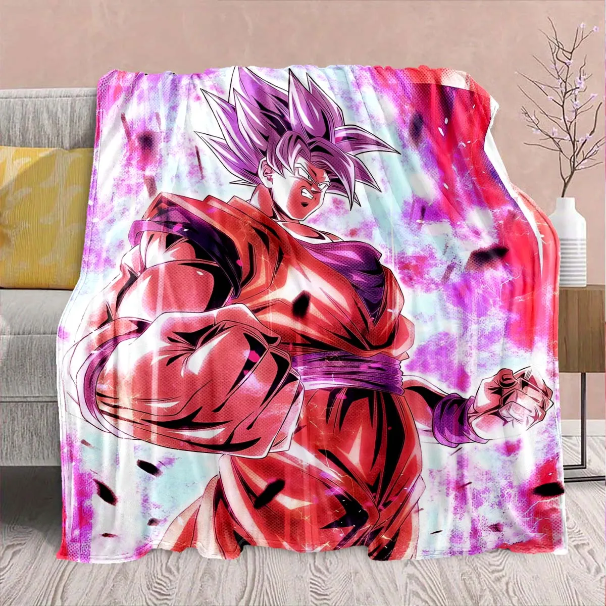 Dragon Ball Anime Flannel Blanket - Soft Warm Perfect for Sofa, Bedding Camping Travel Office Home Decor -QJY