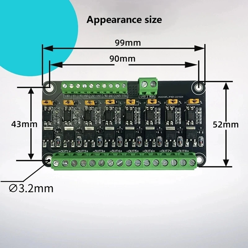 8 Channel MOSFET Microcontroller PLC Amplification Field-Effect Drive Tube Optocoupler Isolation PWM Control Switch