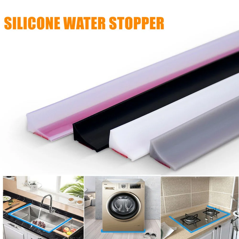 Silicone Water Retaining Strip for Bathroom Sink Washing Machine Shower Threshold Water Stopper Shower Dam Barrier Kitchen