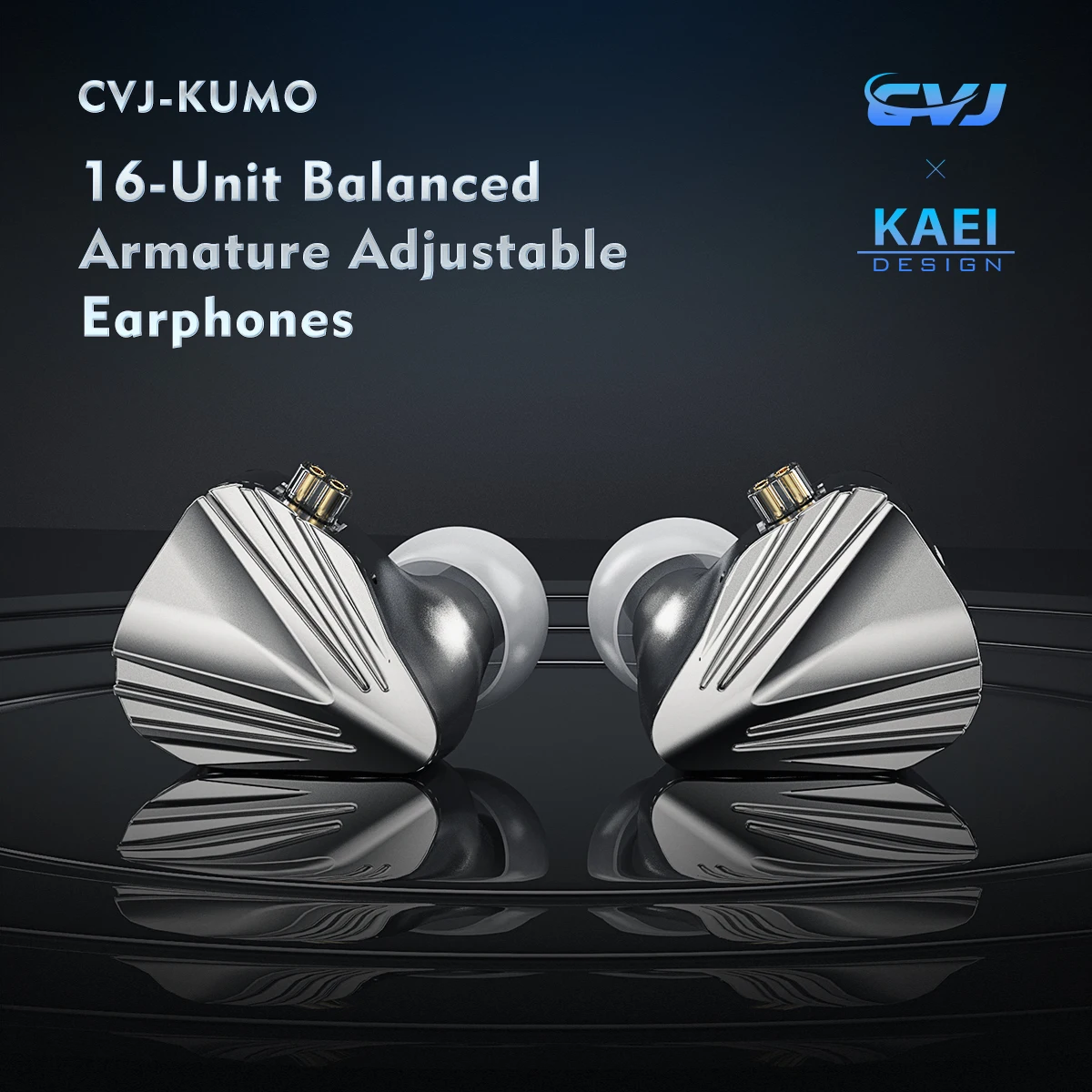 CVJ Kumo In-Ear Monitors Earphones 16 Balanced Armature Unit Wired HIFI IEM With Tuning Switch QDC Silver Plating Cable 3 Plug