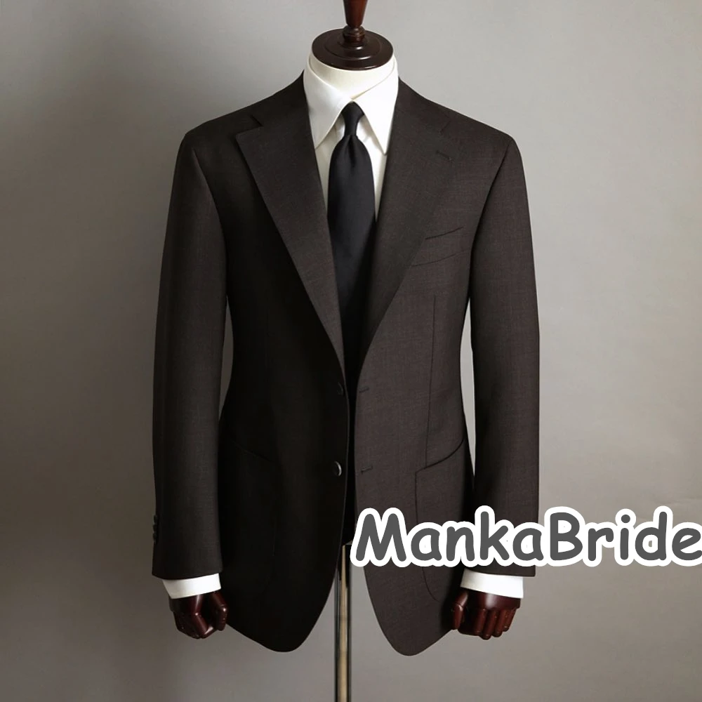 Classic Worsted 15% Wool Men's Suits for Wedding Groom Tuxedo 2pcs Blazer Pants Formal Business Party Elegant Suit Men