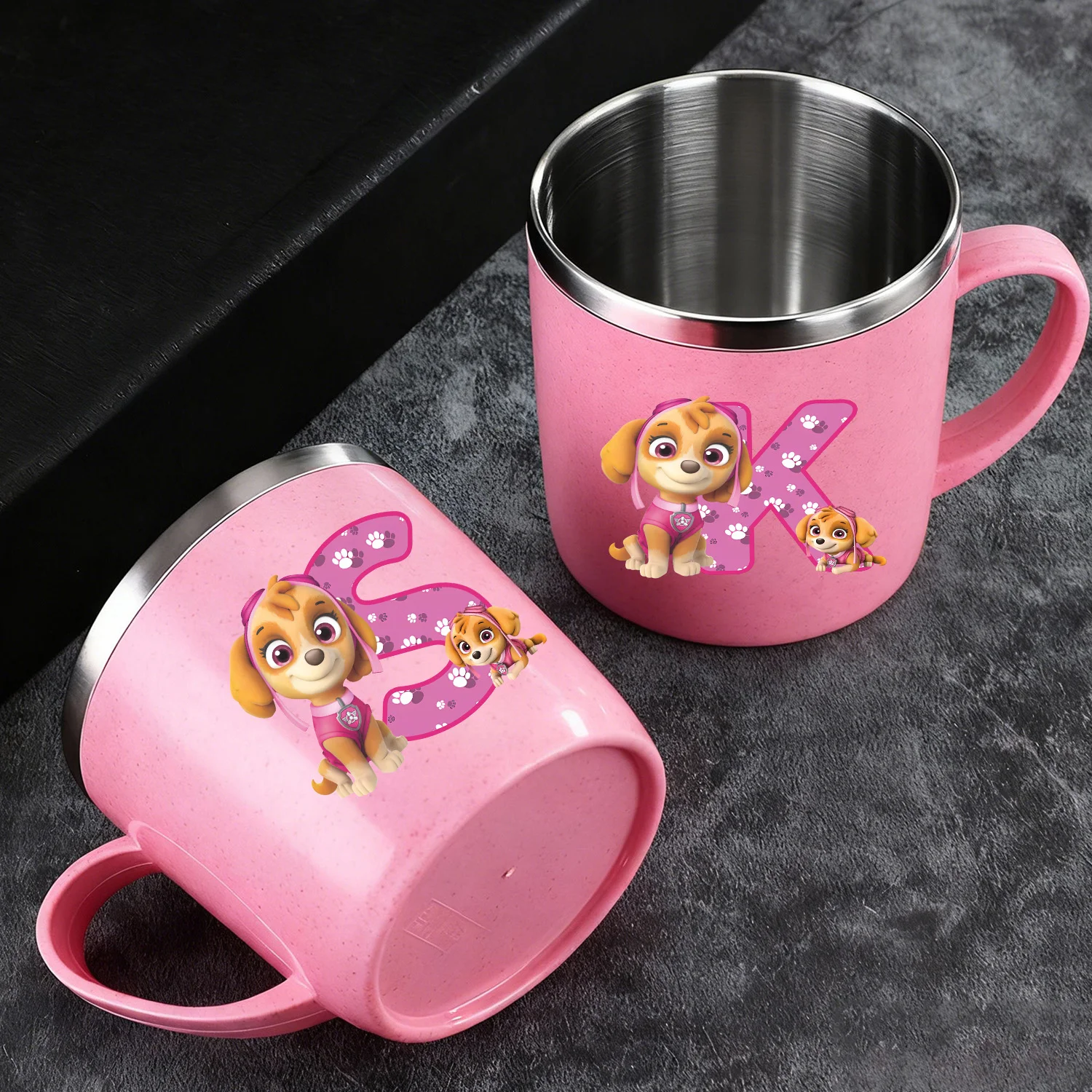 

Paw Patrol Skye 304 Stainless Steel Water Bottle Cartoon A-Z Letter Toothbrush Cups Kawaii Anime Water Cup Girls Birthday Gift