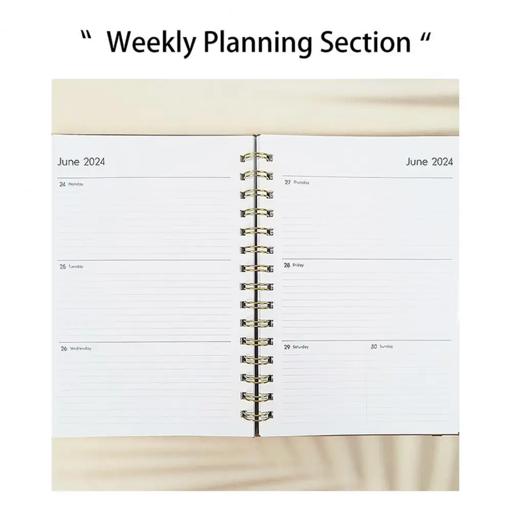Cuaderno de Agenda 2024, planificador semanal, regalo A5, diario con escritura suave, páginas Premium gruesas, encuadernado con anillo de bobina