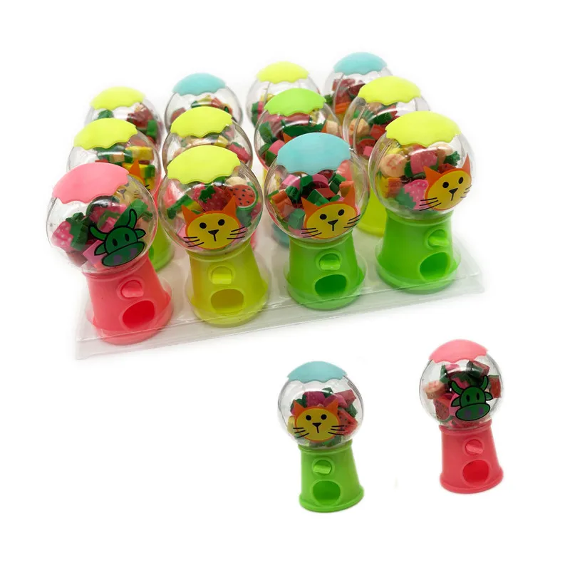 12pcs/set Creative Gashapon Machine Erasers Mini Pencil Rubber Erasers Kawaii Stationery School Correction Tool Office Supplies