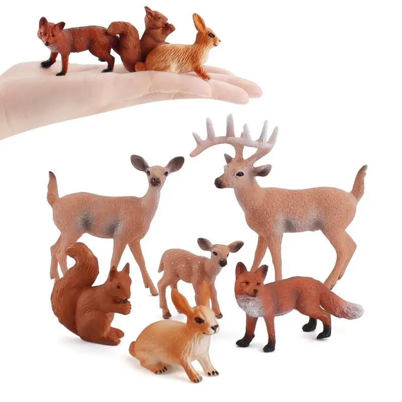 Miniature Artificial Deer Fox Animal Figures Eco-friendly Non-toxic Resin Statues for Study Desk Home Decor Gifts