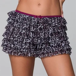 Women Y2K Cute Ruffle Bloomer Shorts Leopard Print Micro  Boxers Shorts Outfits Lounge Pj Bottoms Low Rise Sleepwear