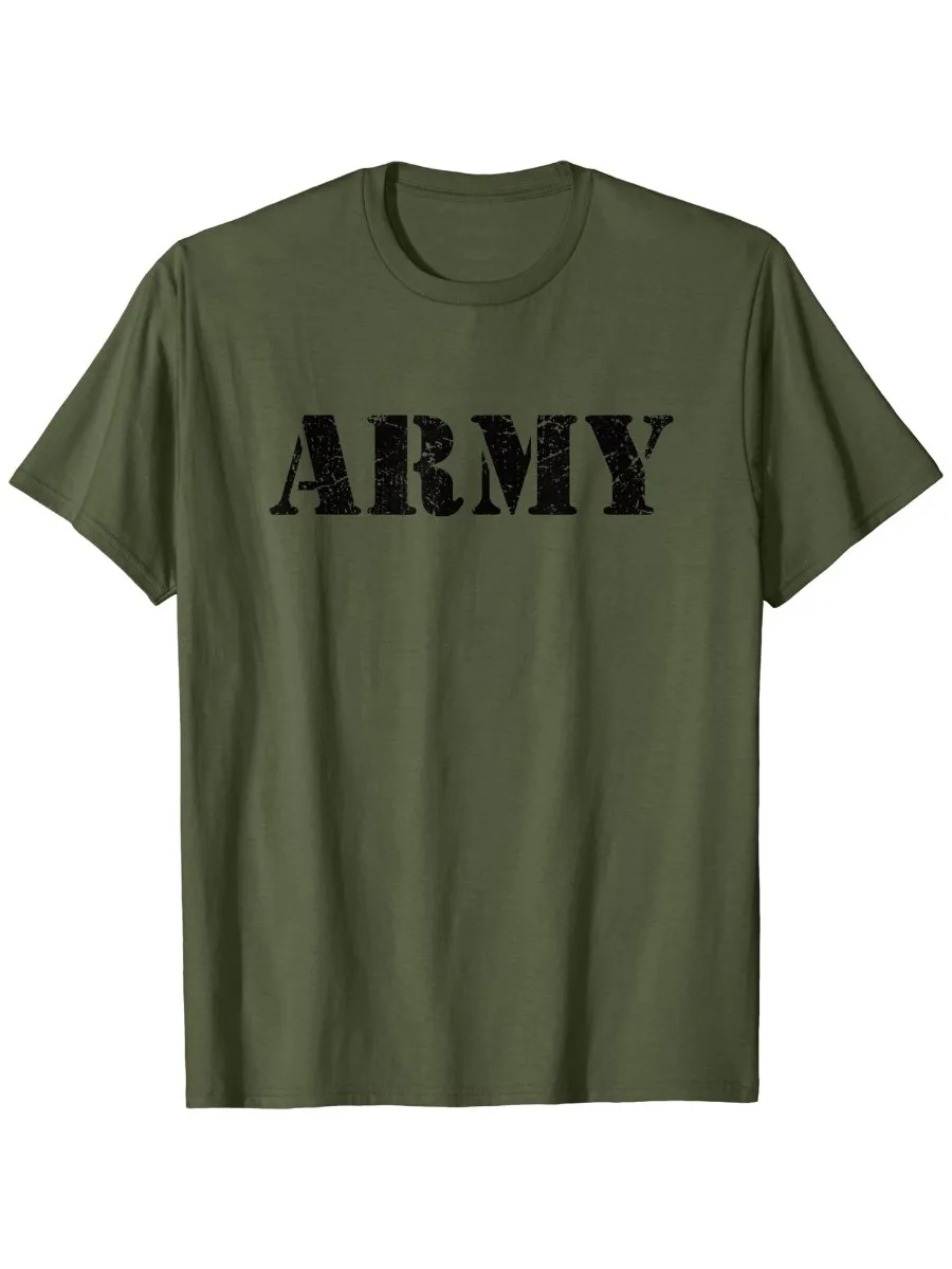 Vintage USA Army T Shirt | Military Green US Retro Logo Gift Men T-Shirt Short Casual 100% Cotton