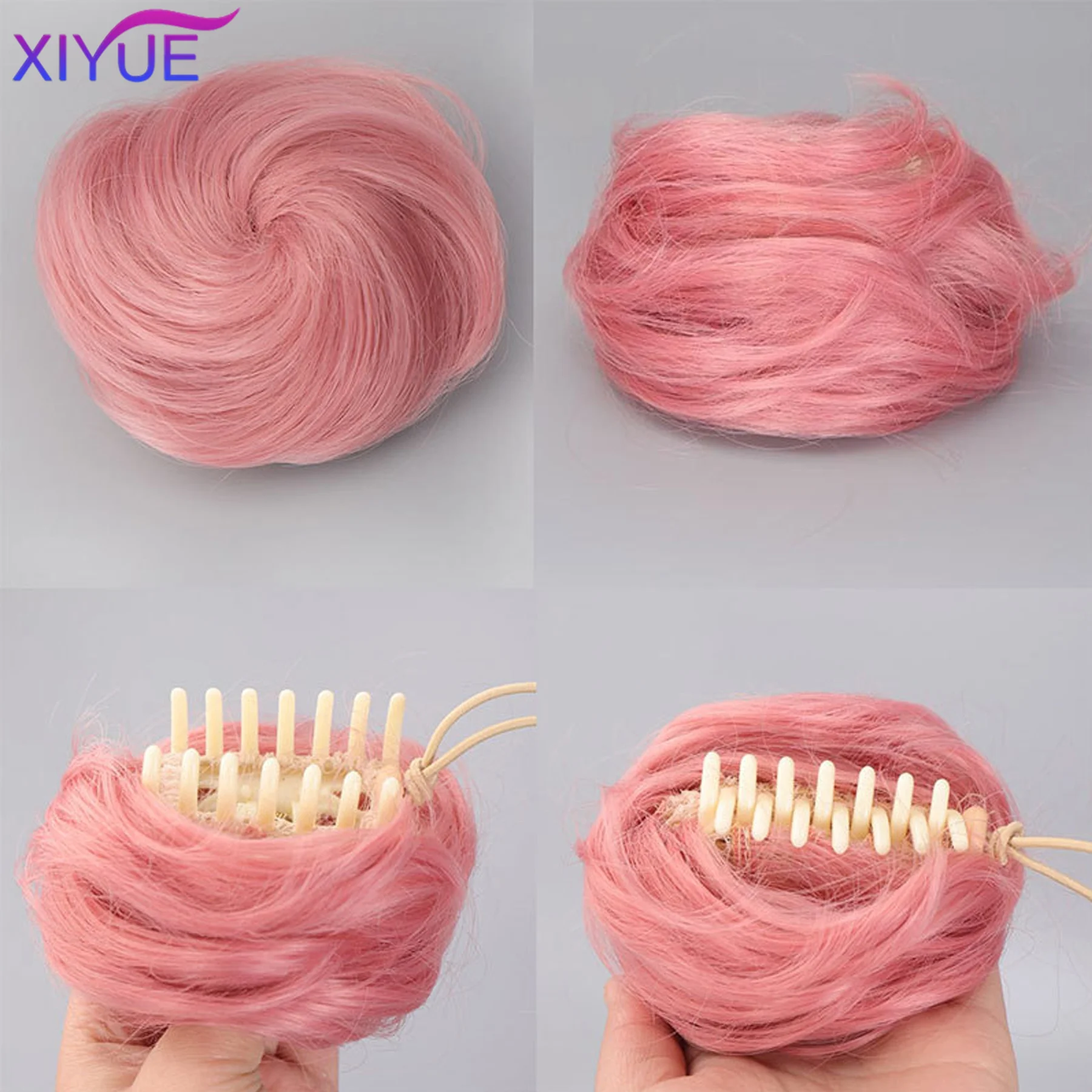 XIYUE Synthetic Claw Chignon Hair Bow Little Hair Bun Donut Messy Scrunchies Wrap Around Ponytail Extension for Women