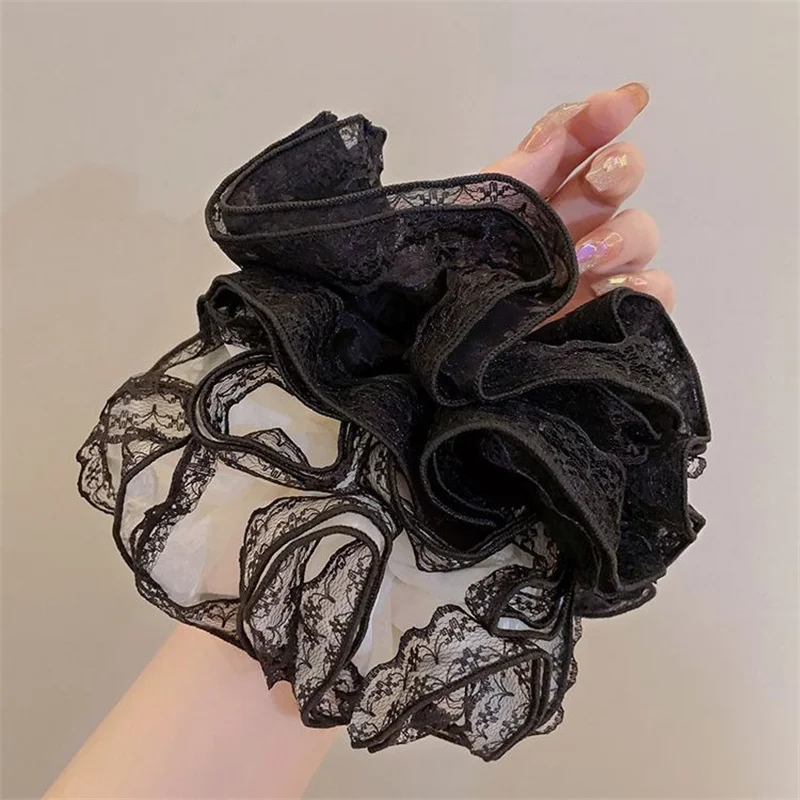 Big Vintage Lace Scrunchies Women Girls Elastic Hair Rubber Bands Accessories Tie Hair Ring Rope Headdress Headwear Ornament New