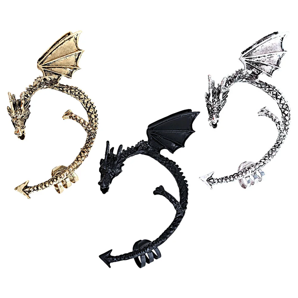 3 Pcs Earrings Clips Stylish Jewelry Cuffs Gothic No Hole Punk Hook