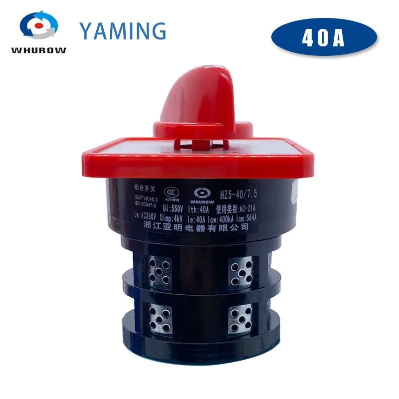 40A 7.5kw 380V Two/Three Positions Universal Rotary Cam Changeover Switch Silver Contact HZ5-40/7.5 L02 L03 M08