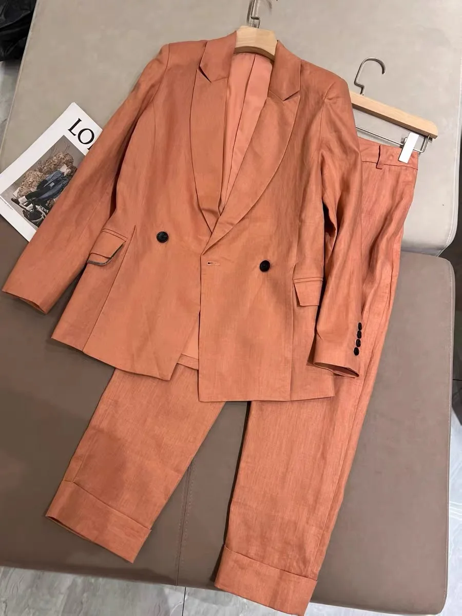 2024 Spring Summer Classic Linen Pants Suit