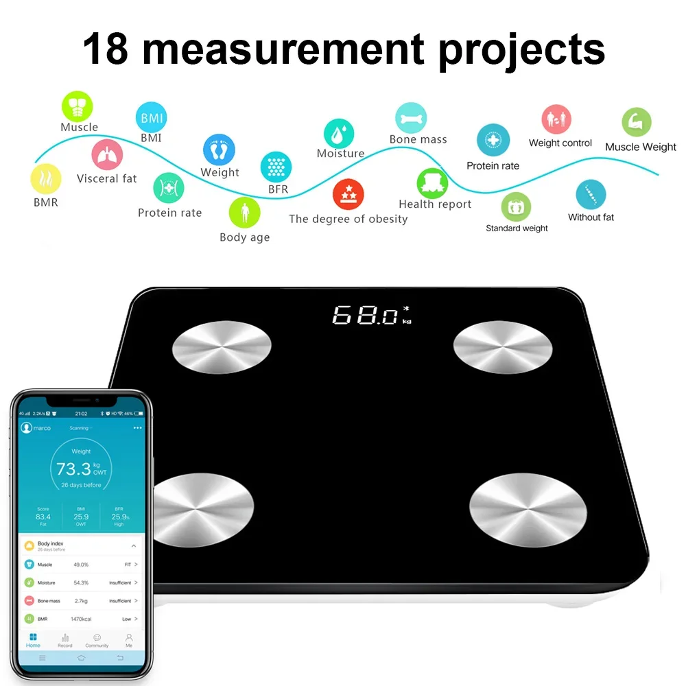 Aplikacja Free Connect Inteligentna cyfrowa waga do pomiaru tkanki tłuszczowej