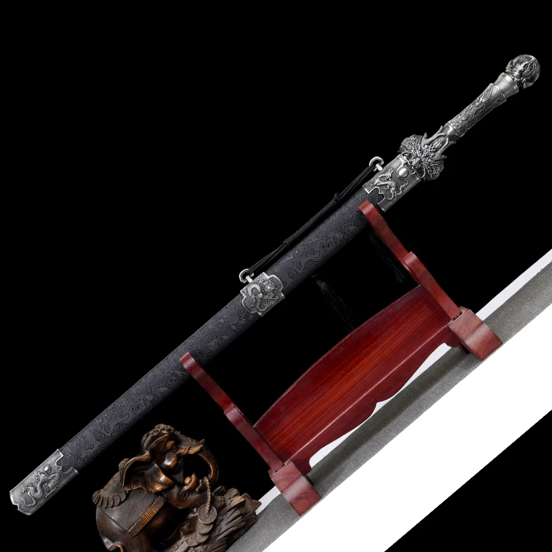Chinese Han Sword 1060 High Carbon Steel Blade Real Full Tang Sharp Ready Battle Warrior Jian Dragon King Katana Swords - view 6
