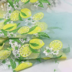 1/3 Yards Embroidery Lace DIY Underwear Clothing Lace Lace Accessories Boutique Nile Blue Mesh Single Edge Lemon