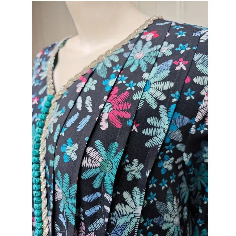 عيد جلابة طباعة جلابية المغرب قفطان المرأة فستان مسلم رمضان دبي تركيا قفطان عربي رداء فام Musulman Vestidos