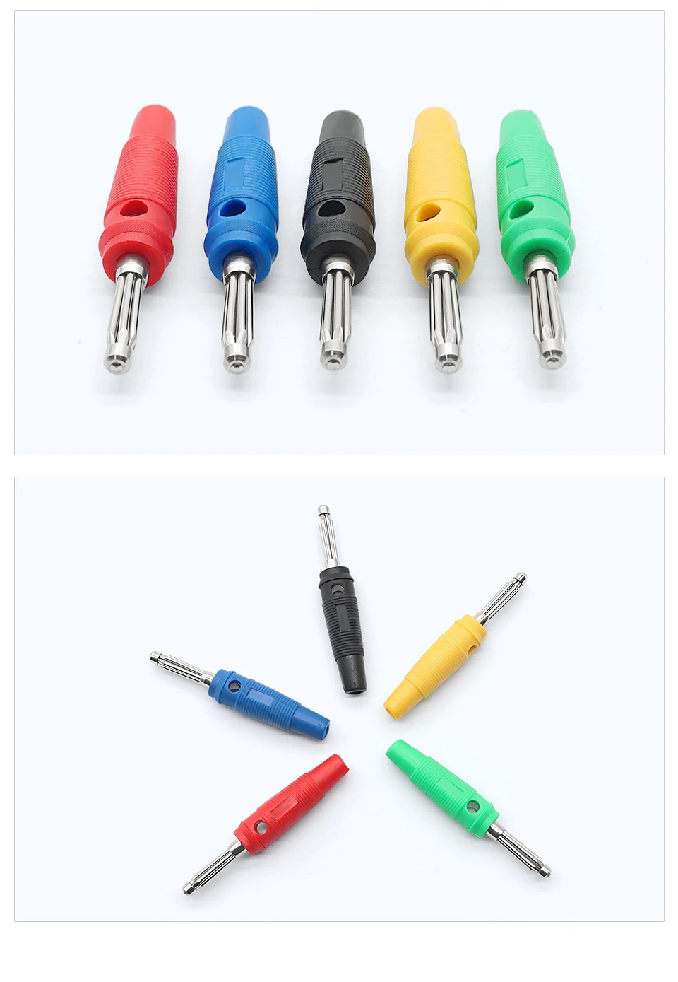 OMCH 5 Stück 4 mm 32 A Hochstromschraube, lötfrei, stapelbar, Bananenstecker aus vernickeltem Kupfer für Multimeter-Lautsprecherkabel – Detail 4