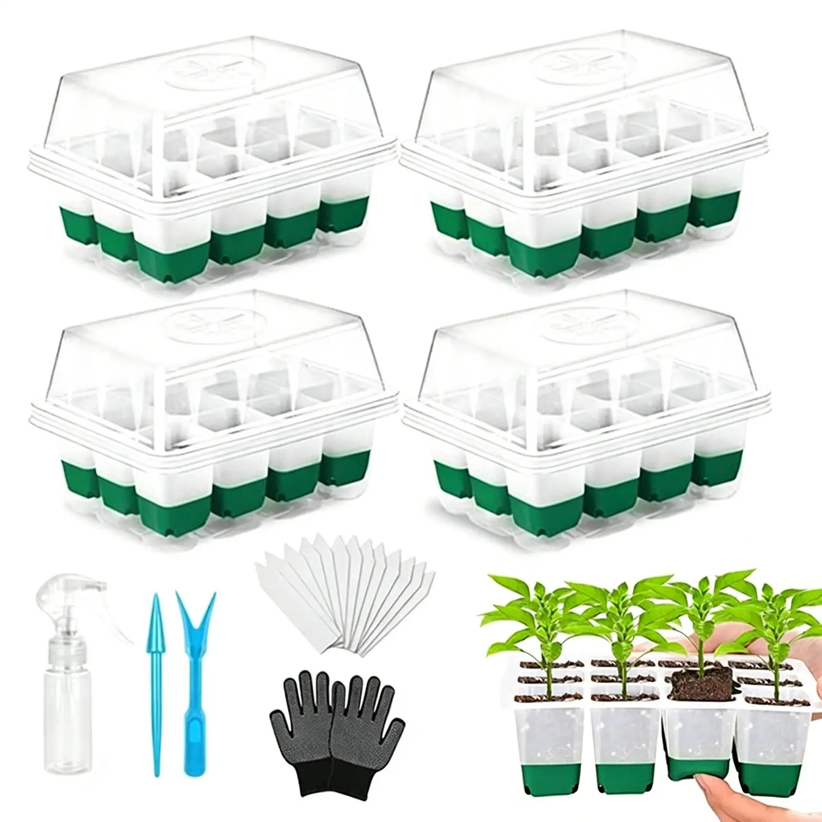 

Регулируемые вентилируемые купольные лотки для рассады с 12 ячейками, универсальные лотки для проращивания семян для сада, двора, фермы, теплицы