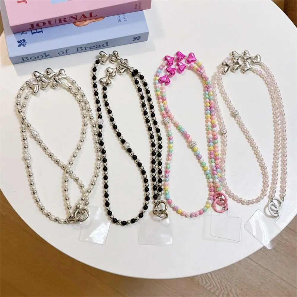 

Diagonal Lanyard Heart Mobile Phone Lanyard Anti-loss Beaded Crossbody Phone Chain Replace Y2k DIY Mobile Phone Chain Universal