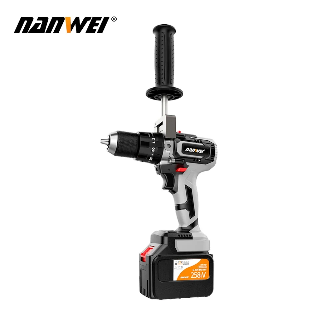 NANWEI 21V 13MM Power Drill Set Lithium Battery Max torque 150N.m Brushless Cordless Impact Ice Drill Driver Power Tools