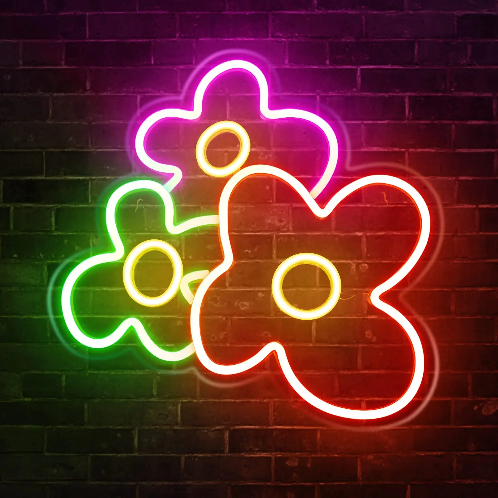 

Colorful Flower Neon Sign LED Neon Light Cute Decoration Home Bar Hotel Wall Bedroom Party Decorative Acrylic Neon Lamp