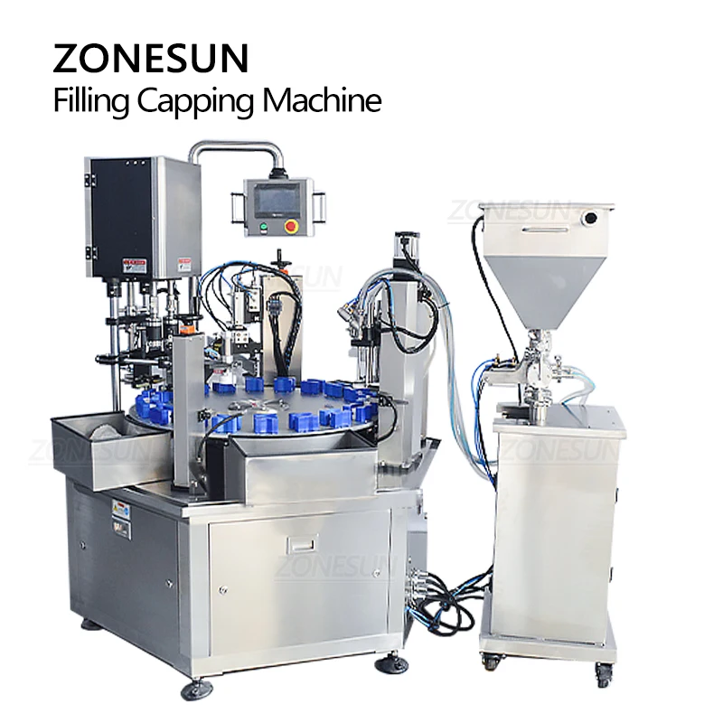 ZONESUN ماكينة تعبئة وتغطية الكريمة الأوتوماتيكية غسول الحاويات غطاء المسمار مرطب إنتاج مستحلب الحبر ZS-SRFC