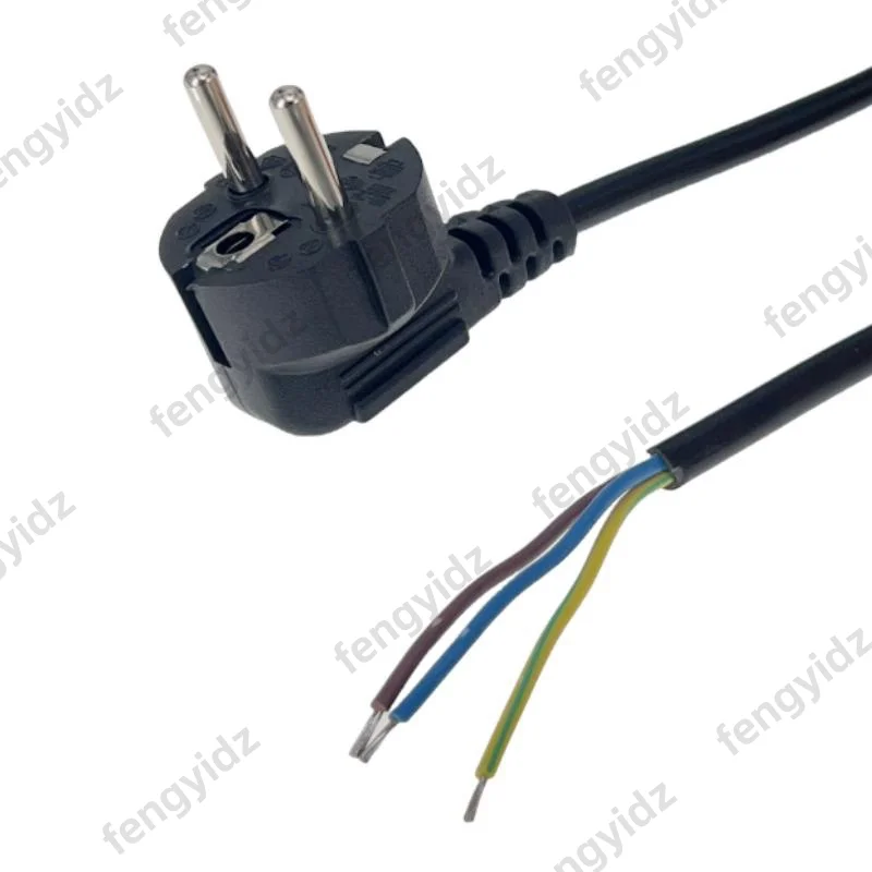 3G 0.75mm Black AC Extension Cable Type E/F Germany European Male Plug Replacement open end power cord