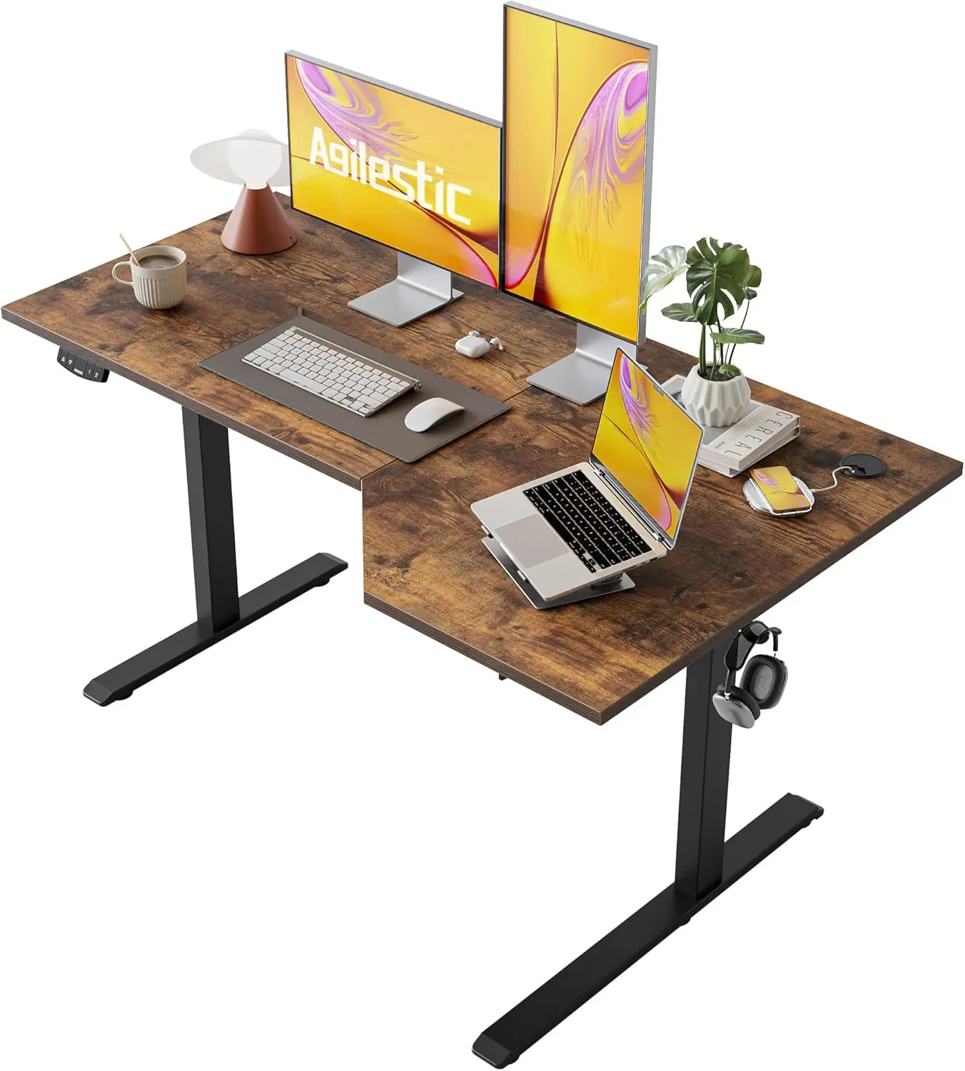 

Electric Standing Desk, L-Shaped 55 Inches Height Adjustable Desk, Sit and Stand up for Work Office Home, Computer Table