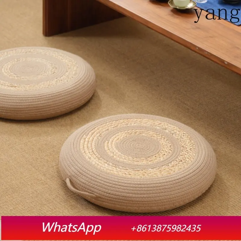 

YJQ futon cushion, small stool on the home floor, medieval style linen rope tatami, tatami meditation