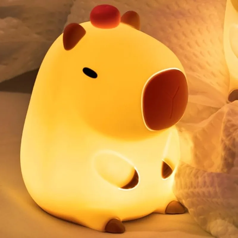 Capibala Cute Night Light USB Rechargeable Bedroom Sensor Tap Light Sleep Companion Bedside Desk Lamp Birthday Gift