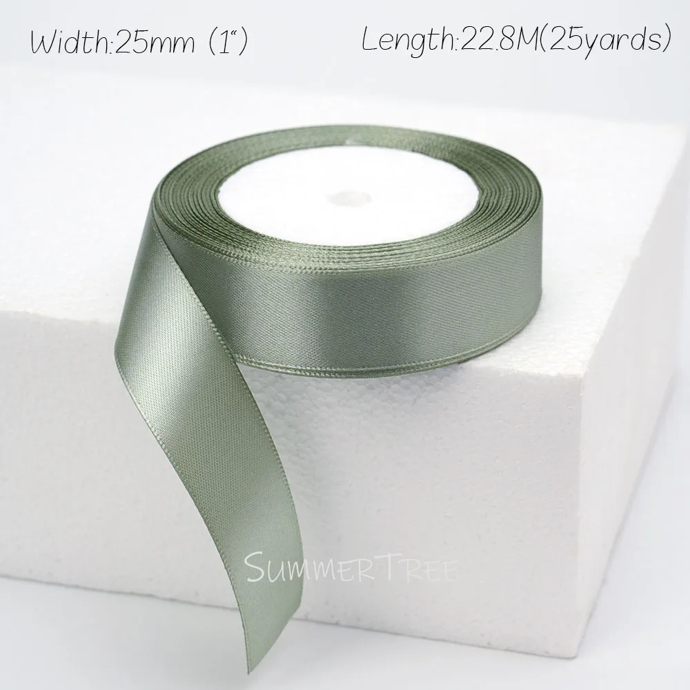 Salbeigrünes Satinband 22,8M 25 Yards Weiches Glänzendes Stoffband für Geschenkverpackungen Hochzeitssträuße DIY-Basteleien Heim- und Partydekoration – Detail 11