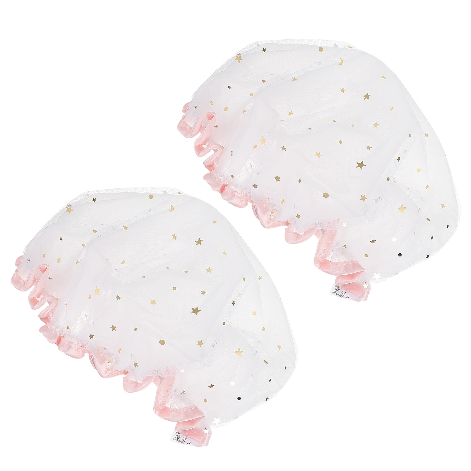 

2pcs Waterproof Bath Caps For Women Shower Bathing Face Wash Use Machine Washable Solid Color Shower Caps For