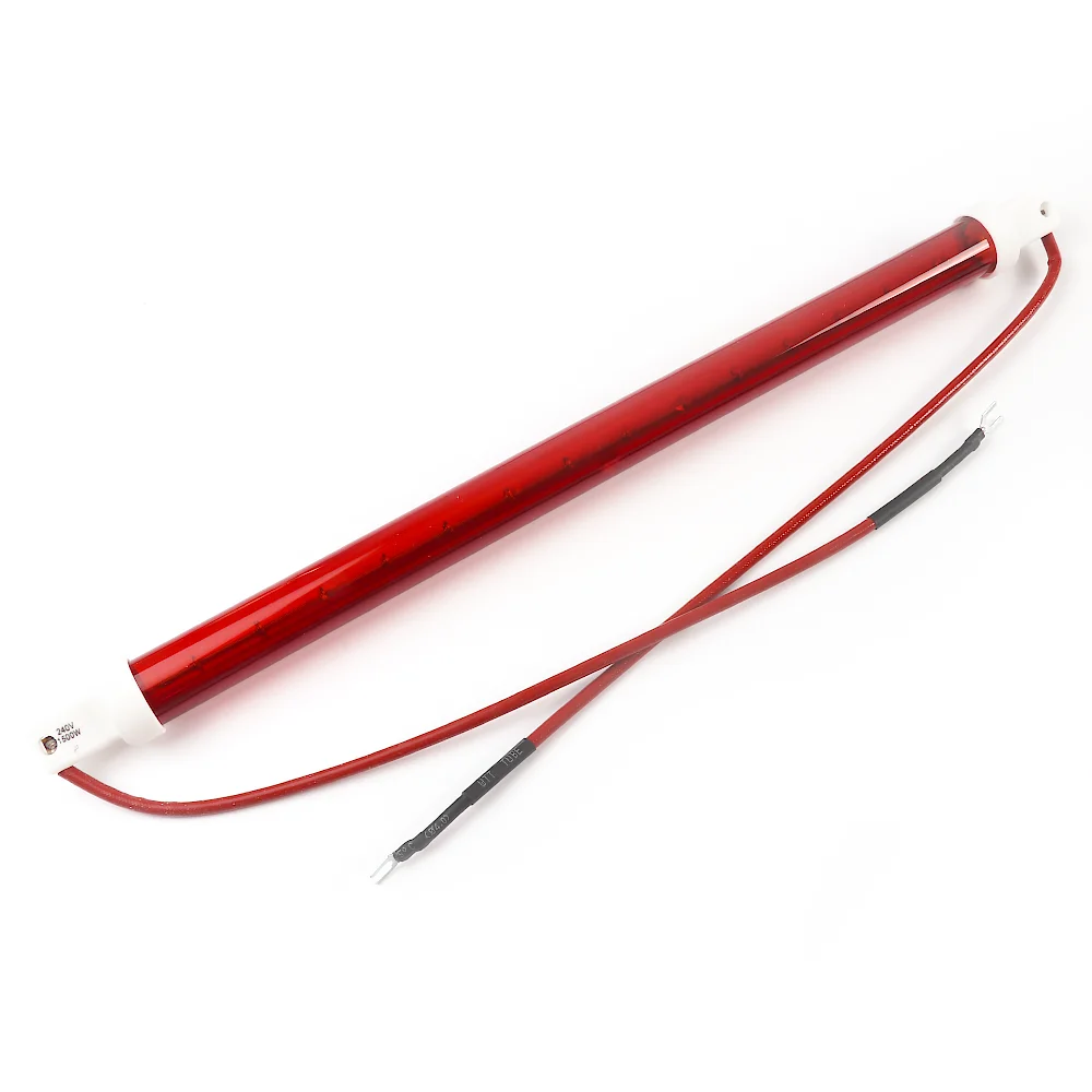 1500W 240V 346MM Double Layer Lamp Ruby Red Wire With Fork Terminal Ruby Infrared Lamp