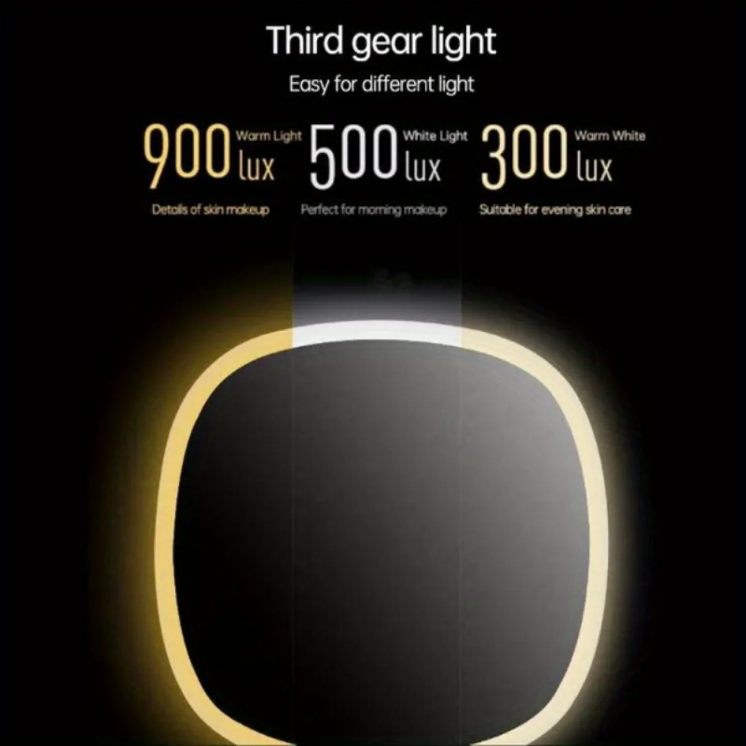 Tragbarer LED-Taschenspiegel mit Ständerhalterung – dimmbares 3-Farben-Licht, wiederaufladbar über USB, Reise-Make-up-Spiegel – beleuchteter Waschtisch