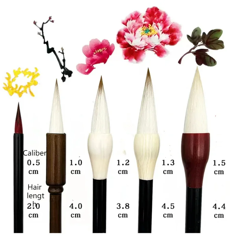 Woolen Mixed Hair Calligraphy Brush Peony Chinese Painting Brushes Set Flowers Birds Landscape Painting Garlic Brush Beginners