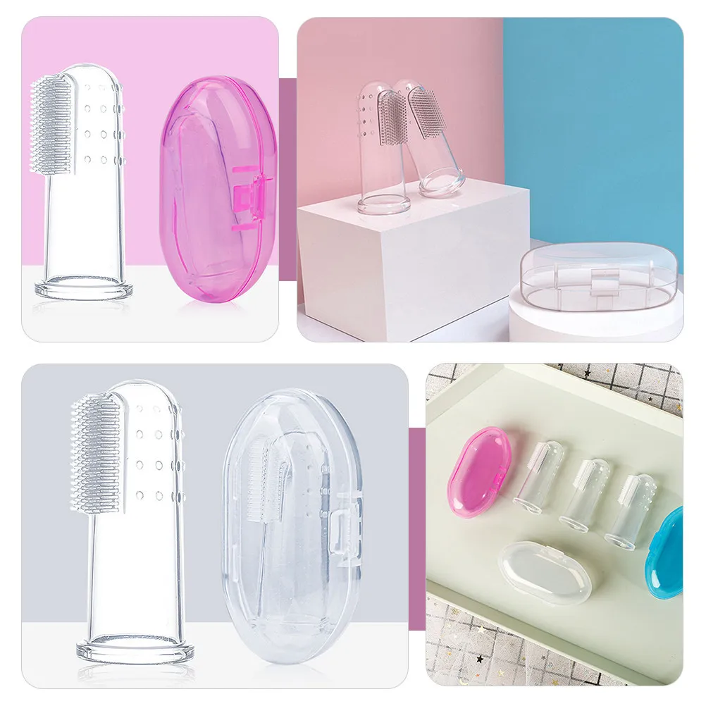 

9Pcs Silicone Finger Toothbrush Baby Oral Cleaning Brush Portable Storage Box Gentle Infant Toddler Teeth Cleaner Teething Brush