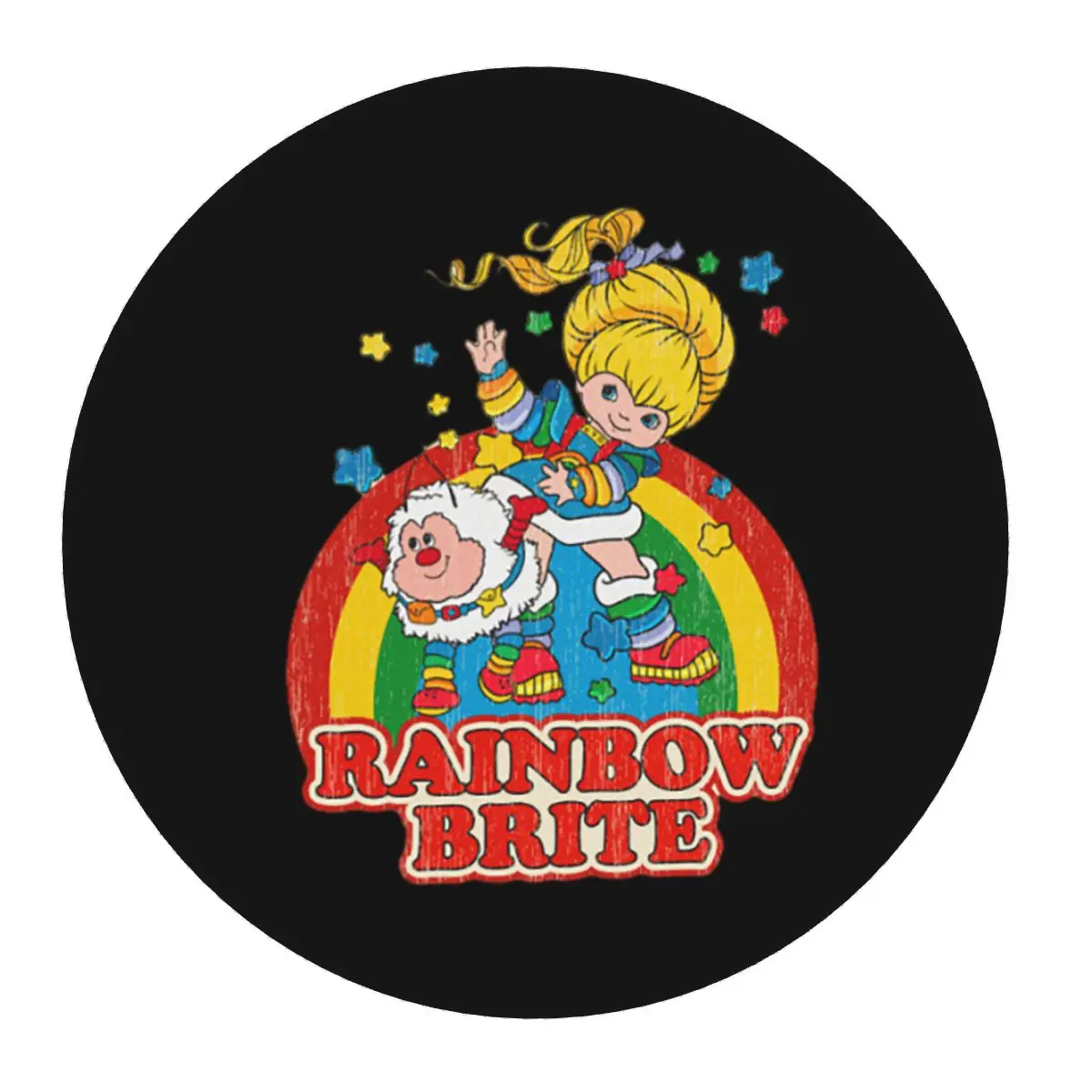 

Rainbow Brite Vintage Colorful Design Round Mouse Pad Computer Keyboard Mouse Mat Gaming PC Desk Mat Office Table Mats