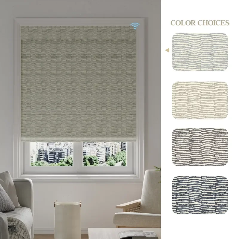 Allbright Smart Electric Roman Blinds Wireless Blackout Curtain High End Motorized Window Shade for Home Office Automation