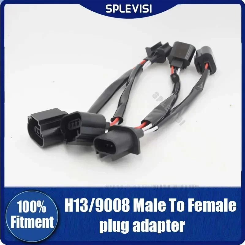 

2Pcs Split in two Splitter Wire Splitter Wire 9008 H13 Harness Head Light Replacement Female Connector Fit plug adapter