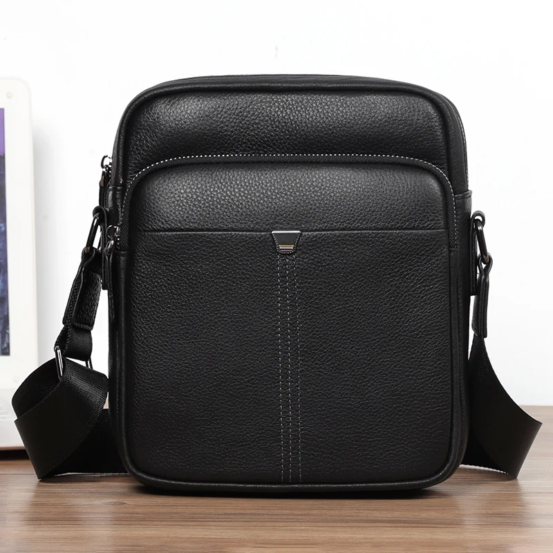 New Men\'s Leather Shoulder Bag Top Layer Leather Casual Messenger bags Vertical Crossbody Bag Trendy Men\'s Bags